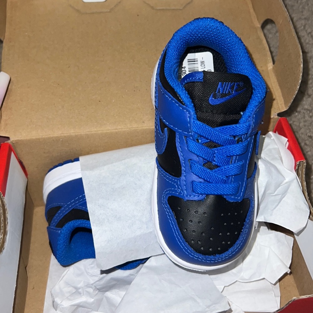 Blue and black dunks